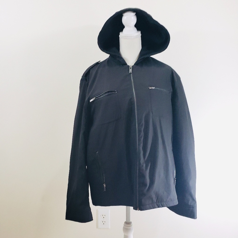 GUESS Canvas Utility Black Hooded Jacket Men’s XL